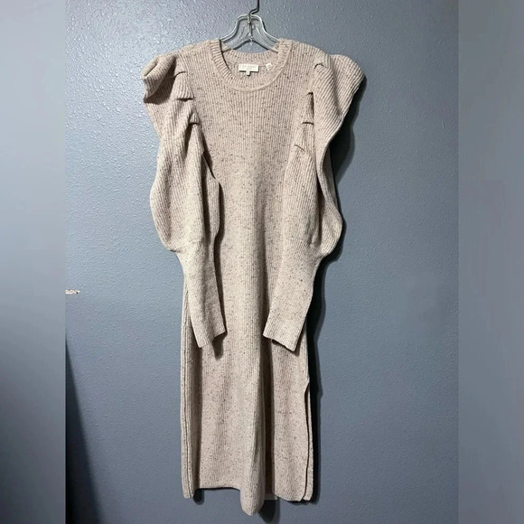 Ted Baker London Marniaa Extreme Sleeve Knit Dress Sz 1 US 4 Neutral CottageCore - Picture 1 of 7